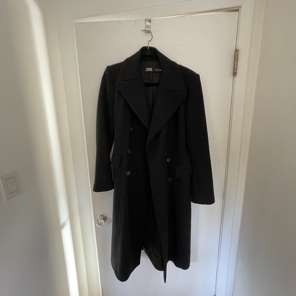 Zara wool mid length coat with belt - Picture 3 of 5